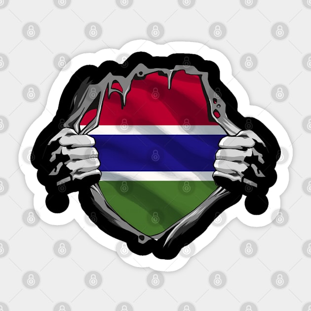 Two Hands Ripping Revealing Flag of Gambia Sticker by BramCrye